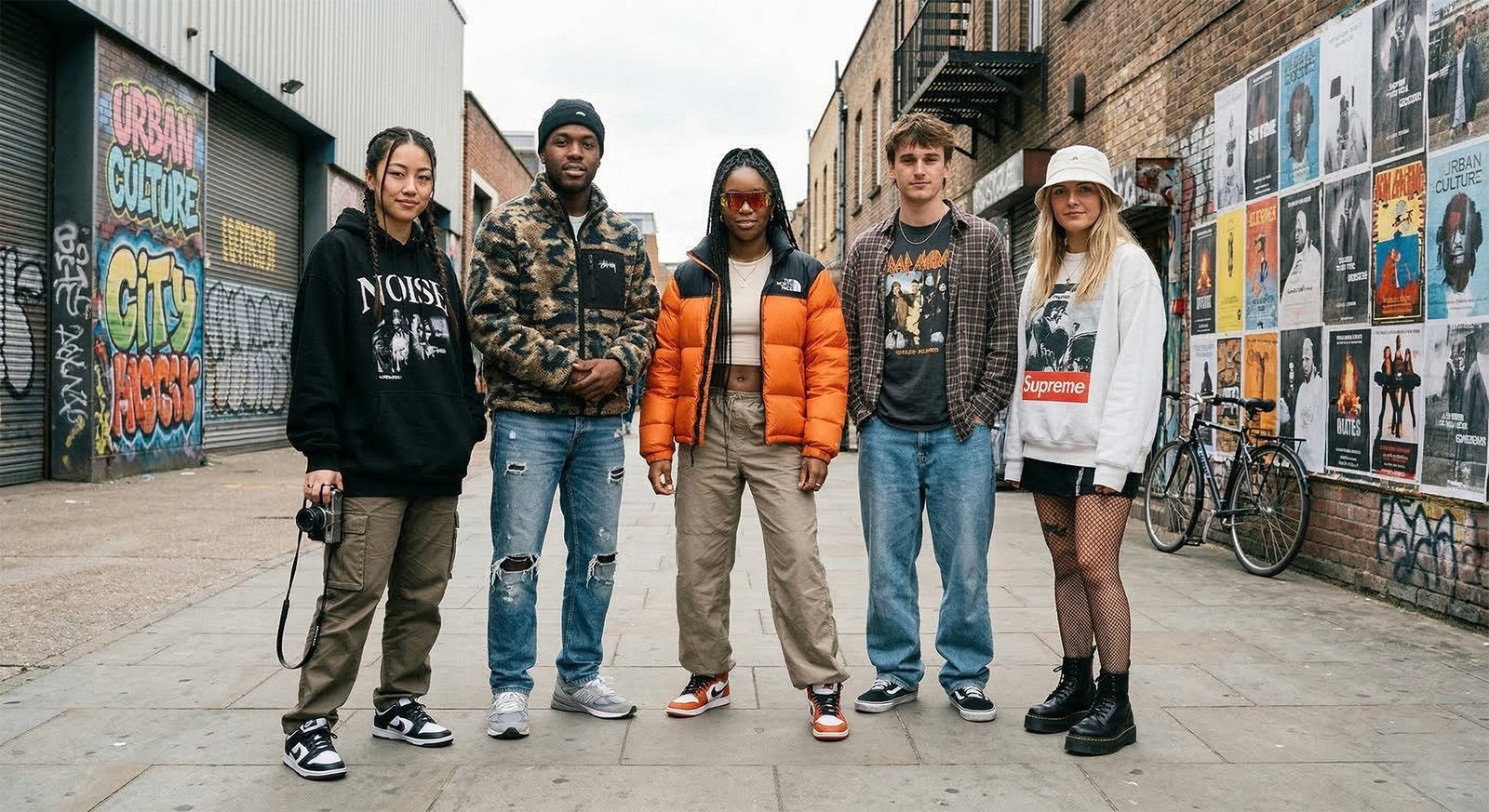 Streetwear fashion models in urban environment